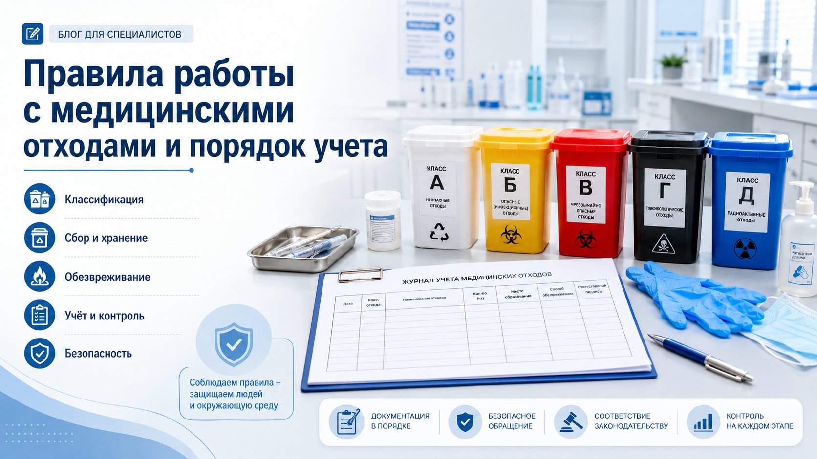 Учет медицинских отходов в клинике с журналами и системой 1С